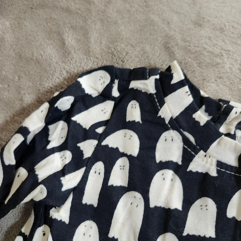 Kate Quinn Baby Ghost Halloween Drop Waist Tee Anne Bell Bottom Pants Set 6-12M